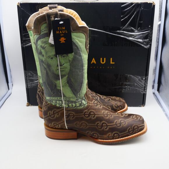 NEW Tin Haul Men's 11.5 Deuce Take The Money And Run Cowboy Western Boots - Picture 6 of 13